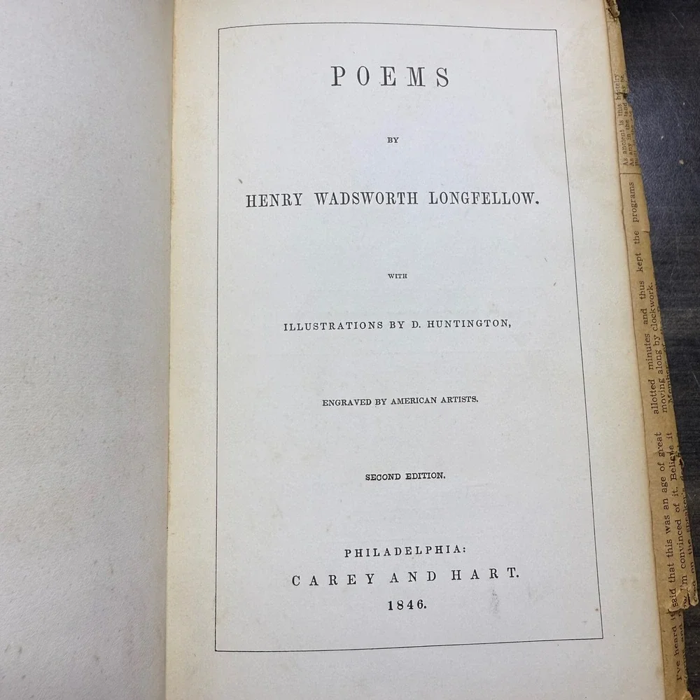 Poems by Henry Wadsworth Longfellow Second Edition 1846 Illustrated Antique Book